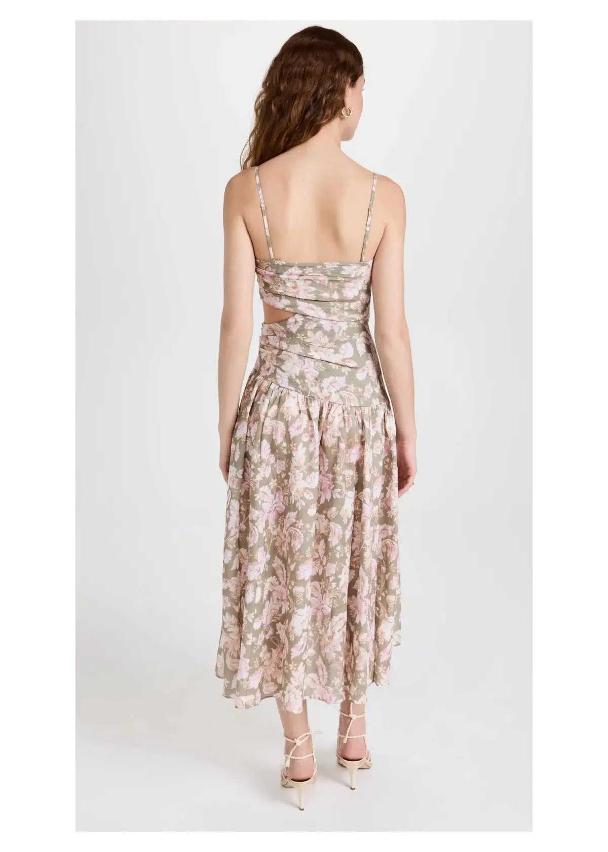 Zimmermann Lyre Wrap Tie Side Midi Dress Floral Size 1 / Au 10 photo 3