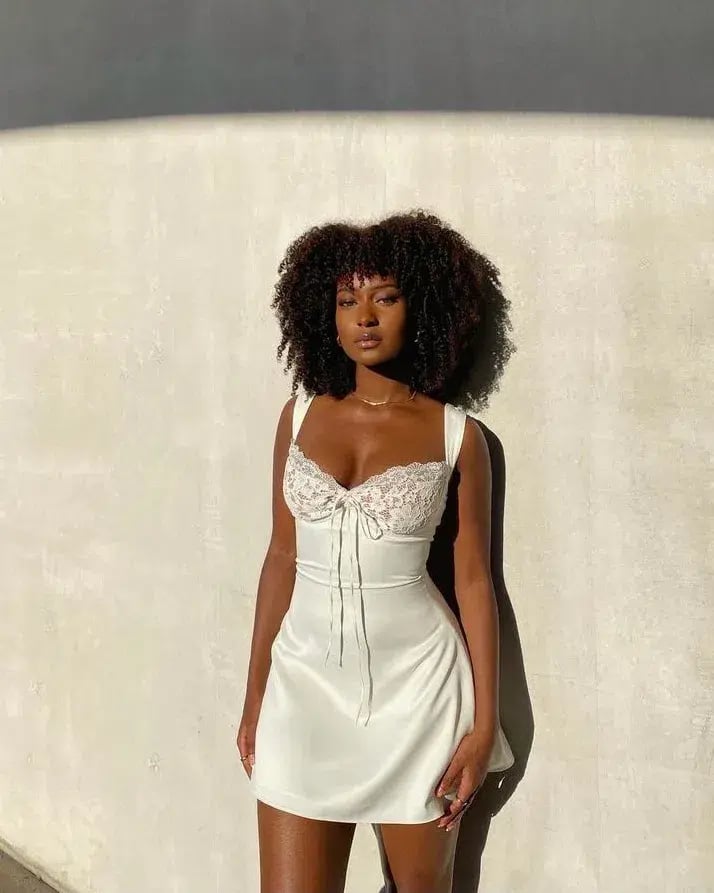 House of CB Adriana Satin and Lace Mini Dress White Size 10 photo 7