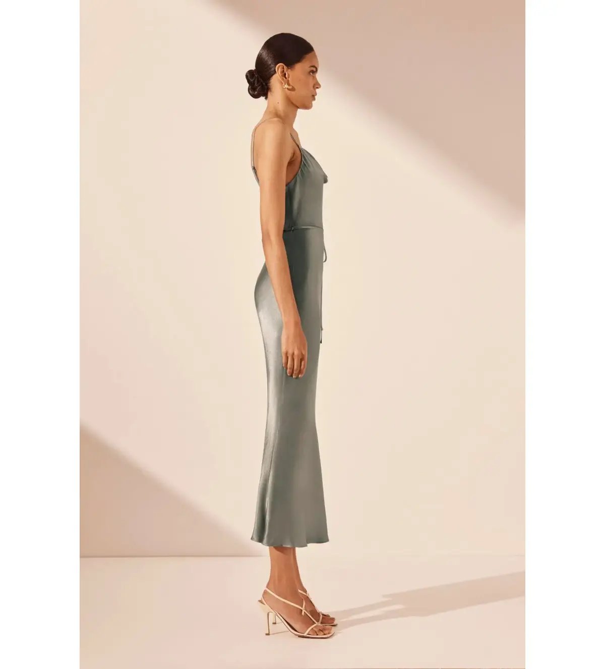 Shona Joy La Lune Bias Cowl Midi Dress in Sage Size 8 photo 2