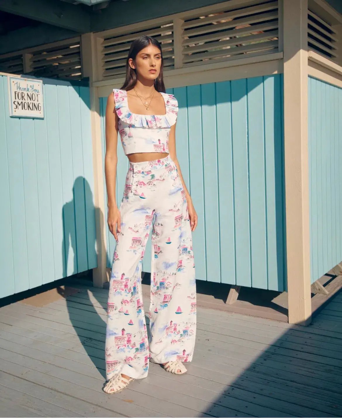 Rebecca Vallance Veneti Milkmaid Top and Wide-leg Trouser Set Print Size 8 photo 2