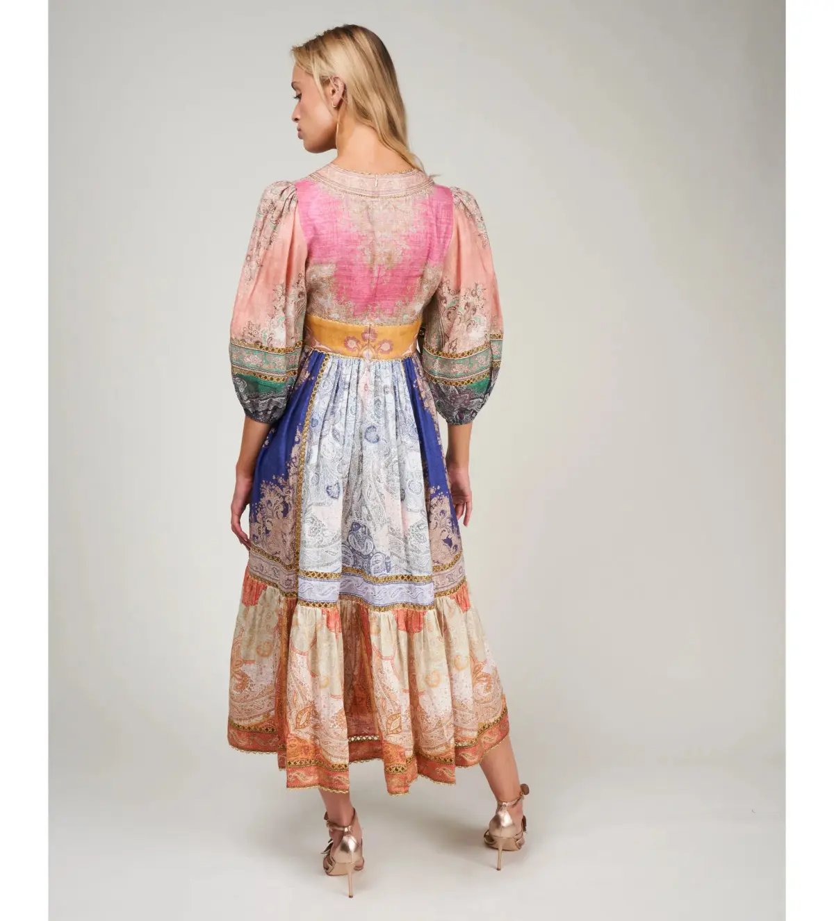 Zimmermann Anneke Lantern Midi Dress Spliced Size 1 / AU 10 photo 3