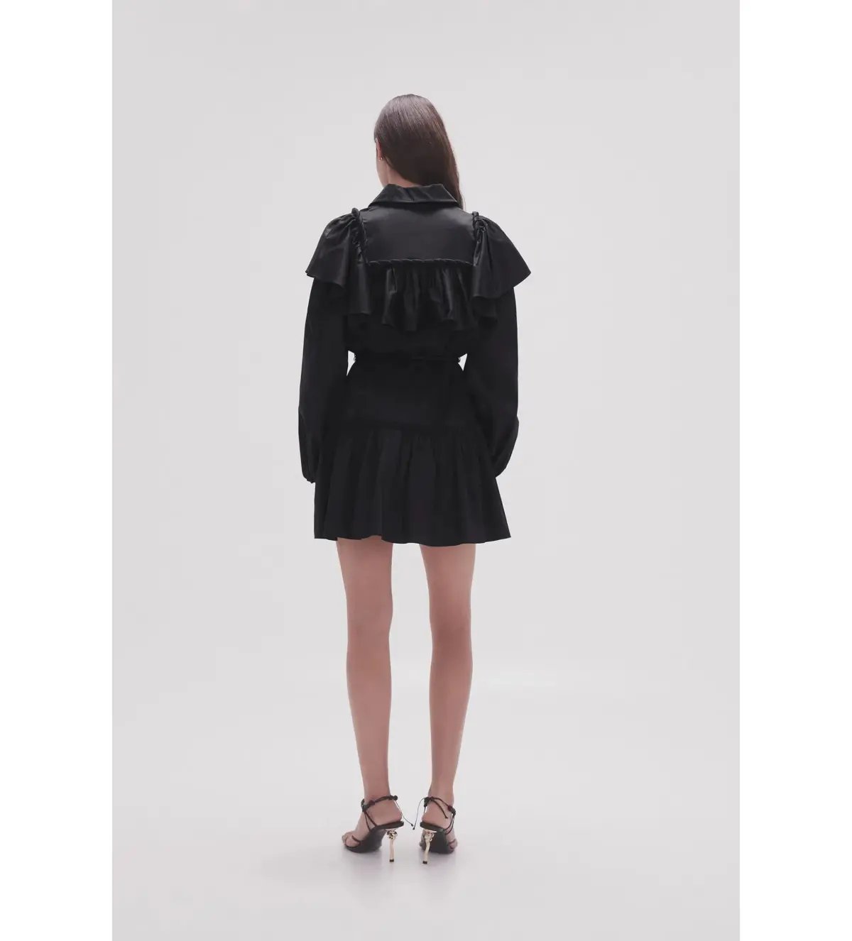 Aje Dahlia Flounce Long Sleeve Mini Dress in Black Size 12 photo 3