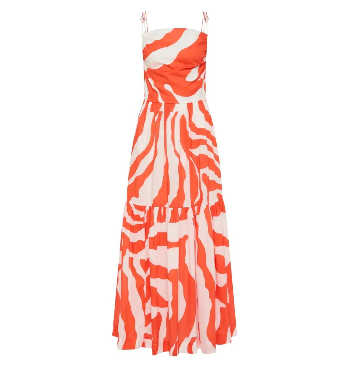 Aje Marley Tiered Maxi Dress in Coral Zebra Size AU 6 photo 6