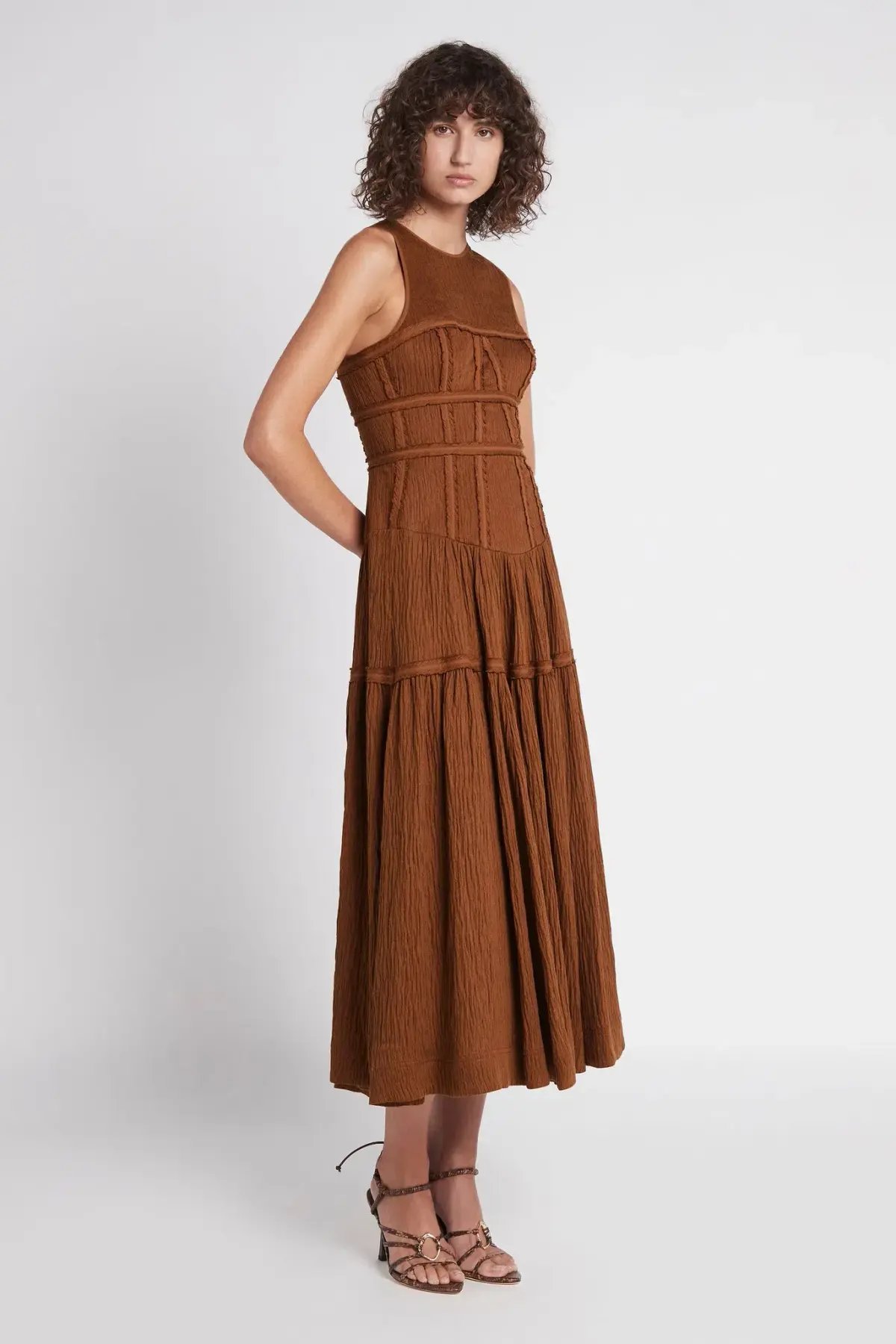 Aje Tidal Corset Midi Dress Coffee Size AU 8 photo 3