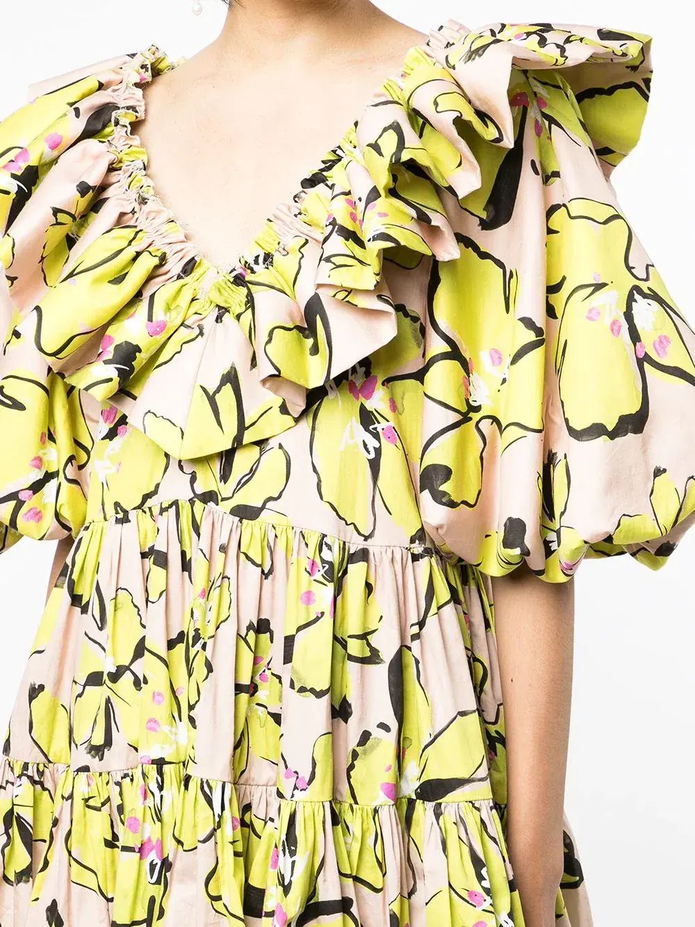 Aje Pelicano Citrus Bloom Ruffle Mini Dress Print Size 16 photo 2