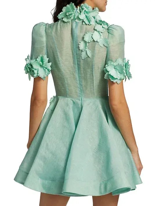 Zimmermann High Tide Lift Off Flower Mini Dress Green Size 0p /4 to 6 photo 3
