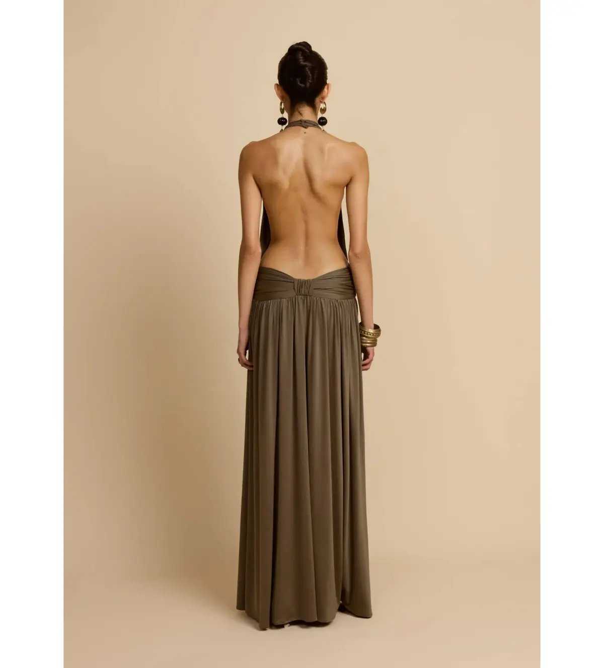Arcina Ori Satina Maxi Dress Khaki Size AU 6 photo 5