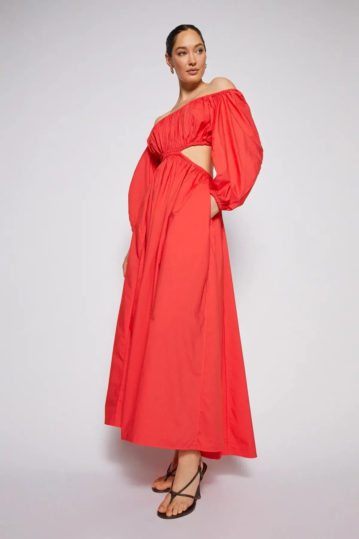 Scanlan Theodore Parachute Cotton Gather Dress Red Size AU 10 photo 2