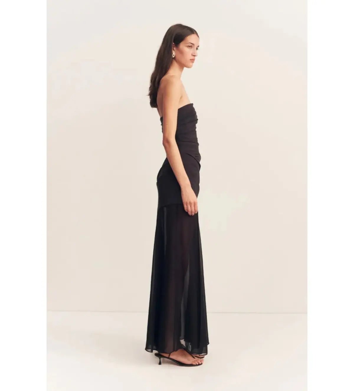 Shona Joy Blainey Strapless Draped Maxi Dress Black Size AU 8 photo 3