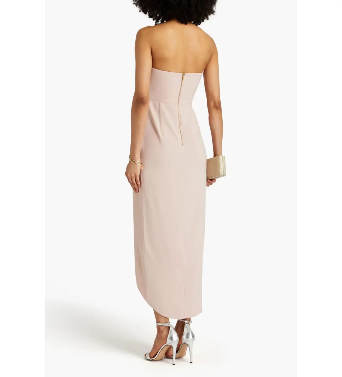 Shona Joy Strapless Draped Satin Maxi Dress Blush Size 14 photo 2