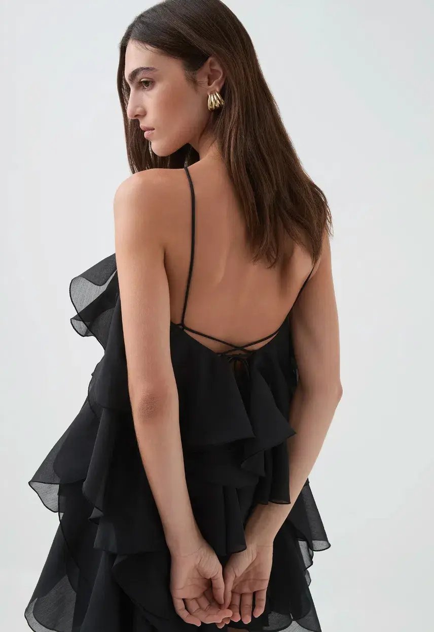Aje Pandorea Layered Mini Dress Black 10 photo 6