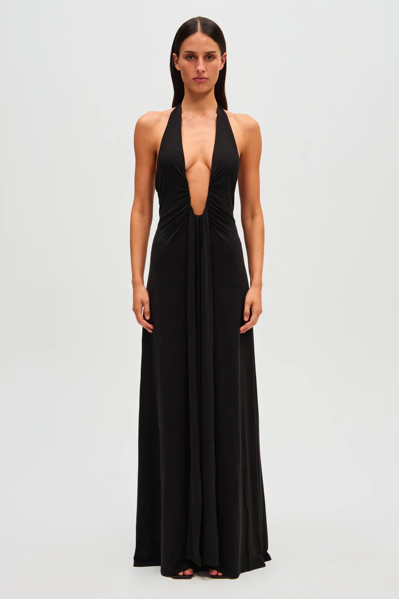 Misha Collection Jennifer Cupro Maxi Dress - Black photo 2