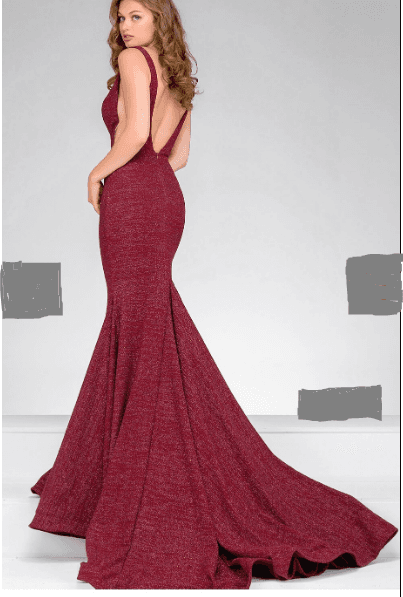 Burgundy Fitted Jovani Prom Gown 47075 size 8 photo 2