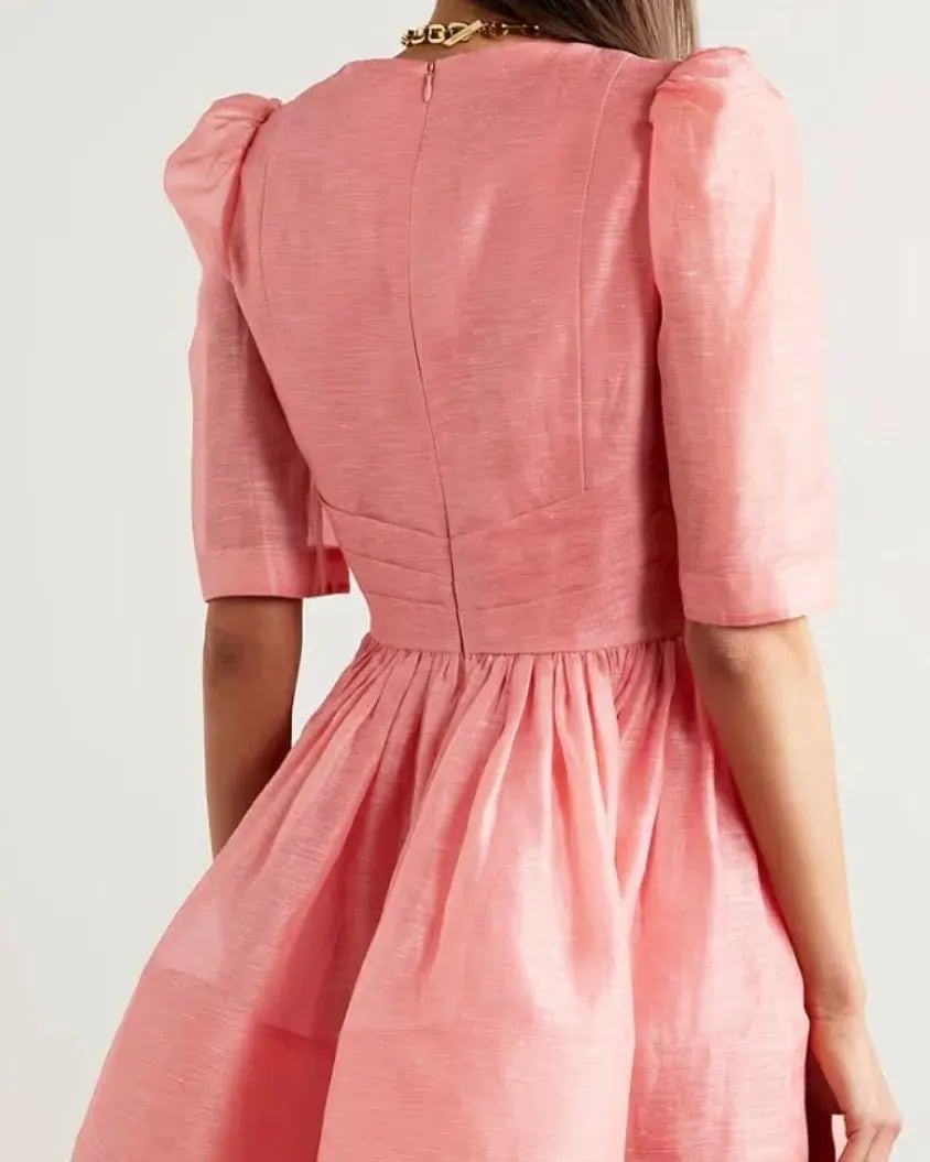 Zimmermann Wonderland Sleeved Mini Dress Guava Pink Size 0/AU 8 photo 2