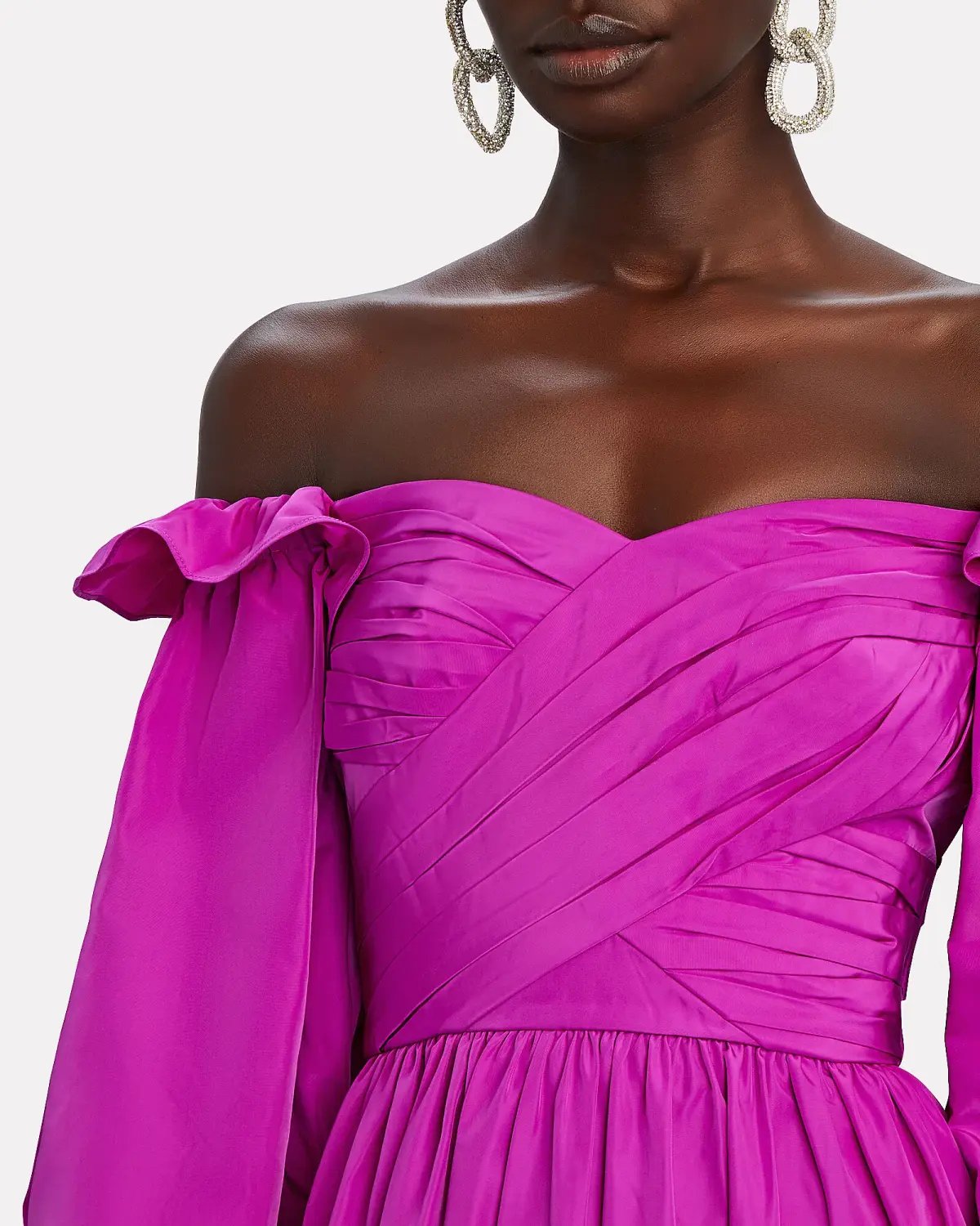 Self Portrait Off-the-shoulder ruffled taffeta gown Purple Size AU 12 photo 3