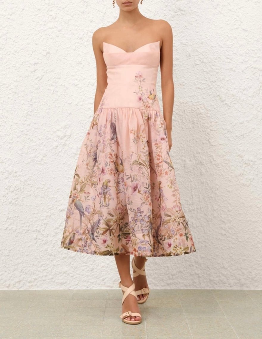 Zimmermann Rebellion Fitted Picnic Dress In Pink Aviary photo 3