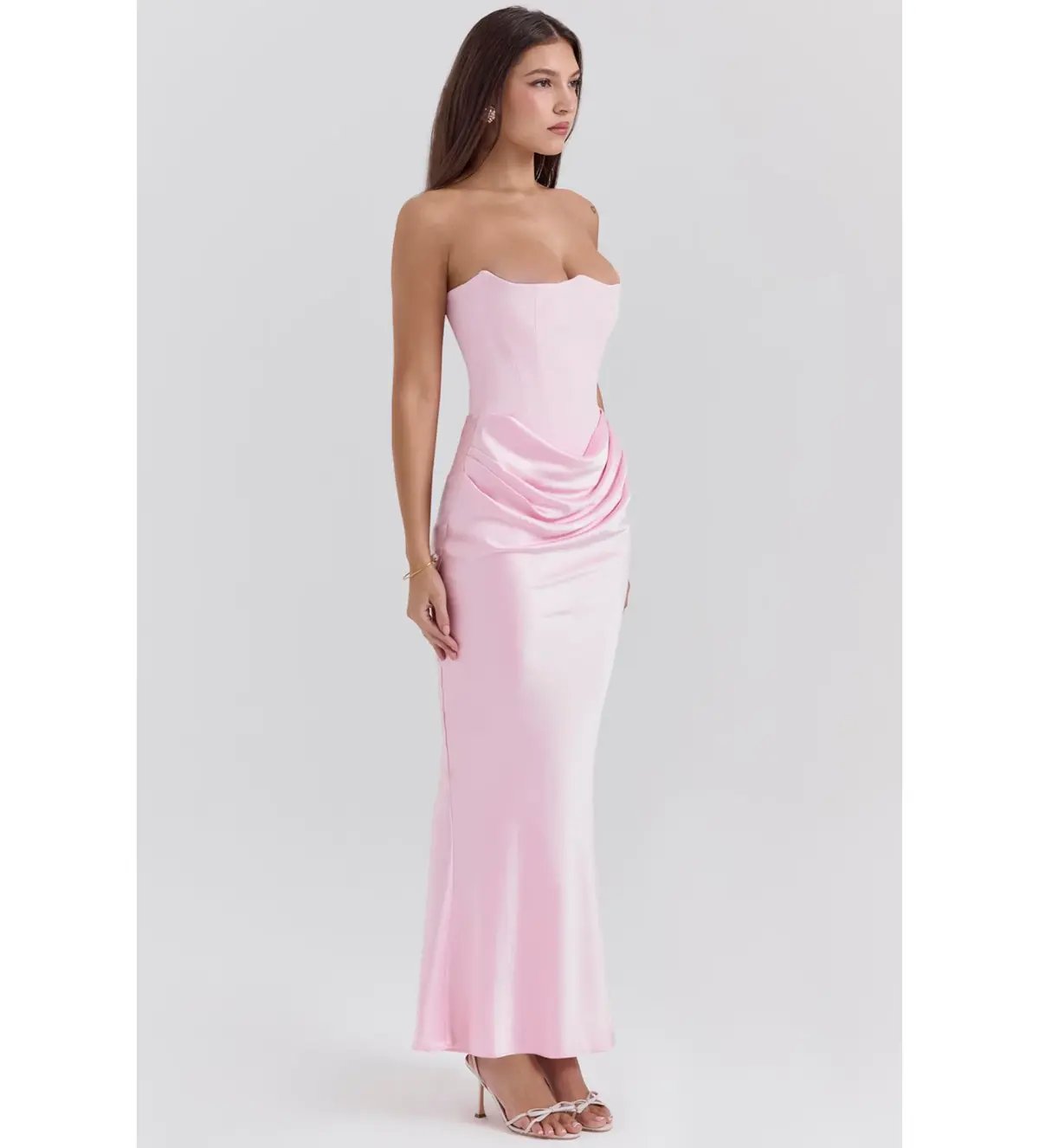 House of CB Persephone Strapless Corse Maxi Dress in Rose Shadow Size AU 8 photo 2