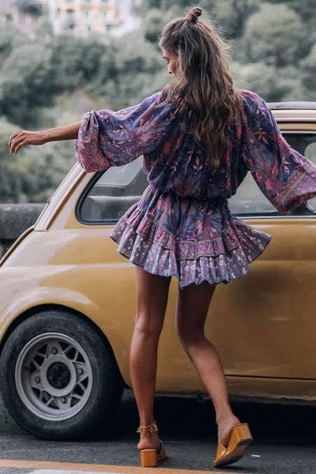 SPELL BIANCA LONG SLEEVE PLAYDRESS WISTERIA SIZE S photo 3