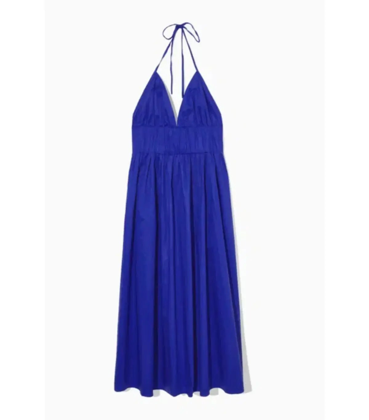 Cos Gathered Halterneck Midi Dress Bright Blue Size AU 10 photo 4