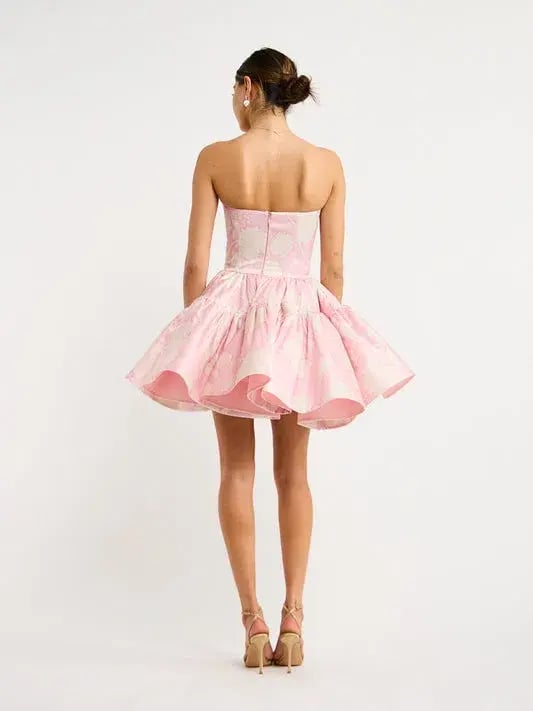 Leo Lin Skye Bustier Mini Dress Anemone Print in Violet Size 10 photo 2