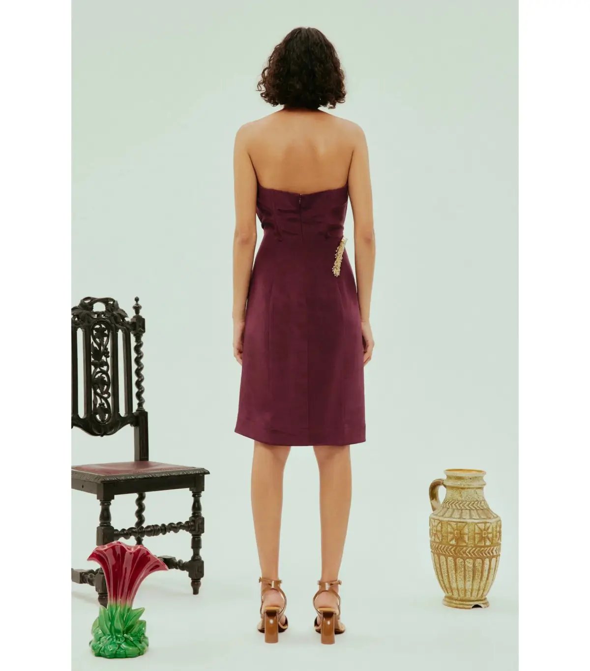 Alemais Orion Embellished Midi Dress Burgundy Size AU 10 photo 4