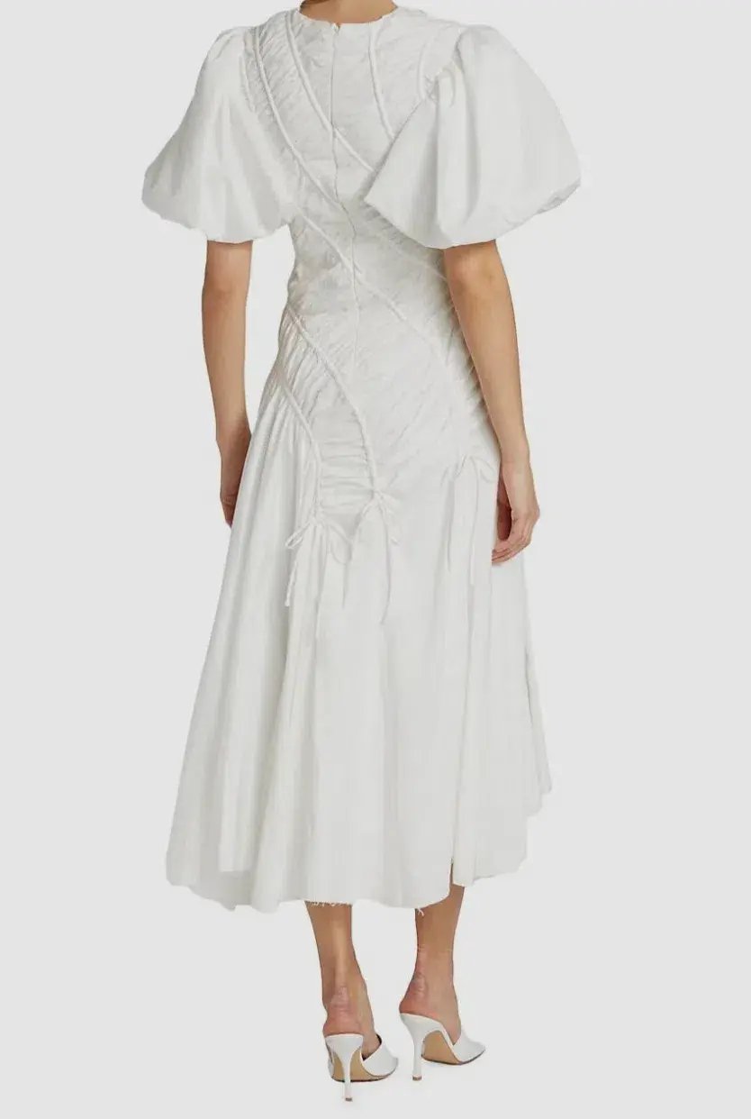 Aje Siren Drawstring Midi Dress Ivory Size 6 photo 4