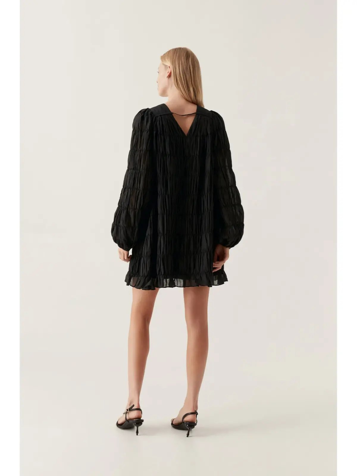 Aje Evelina Ruched Mini Dress Black Size AU 10 photo 3