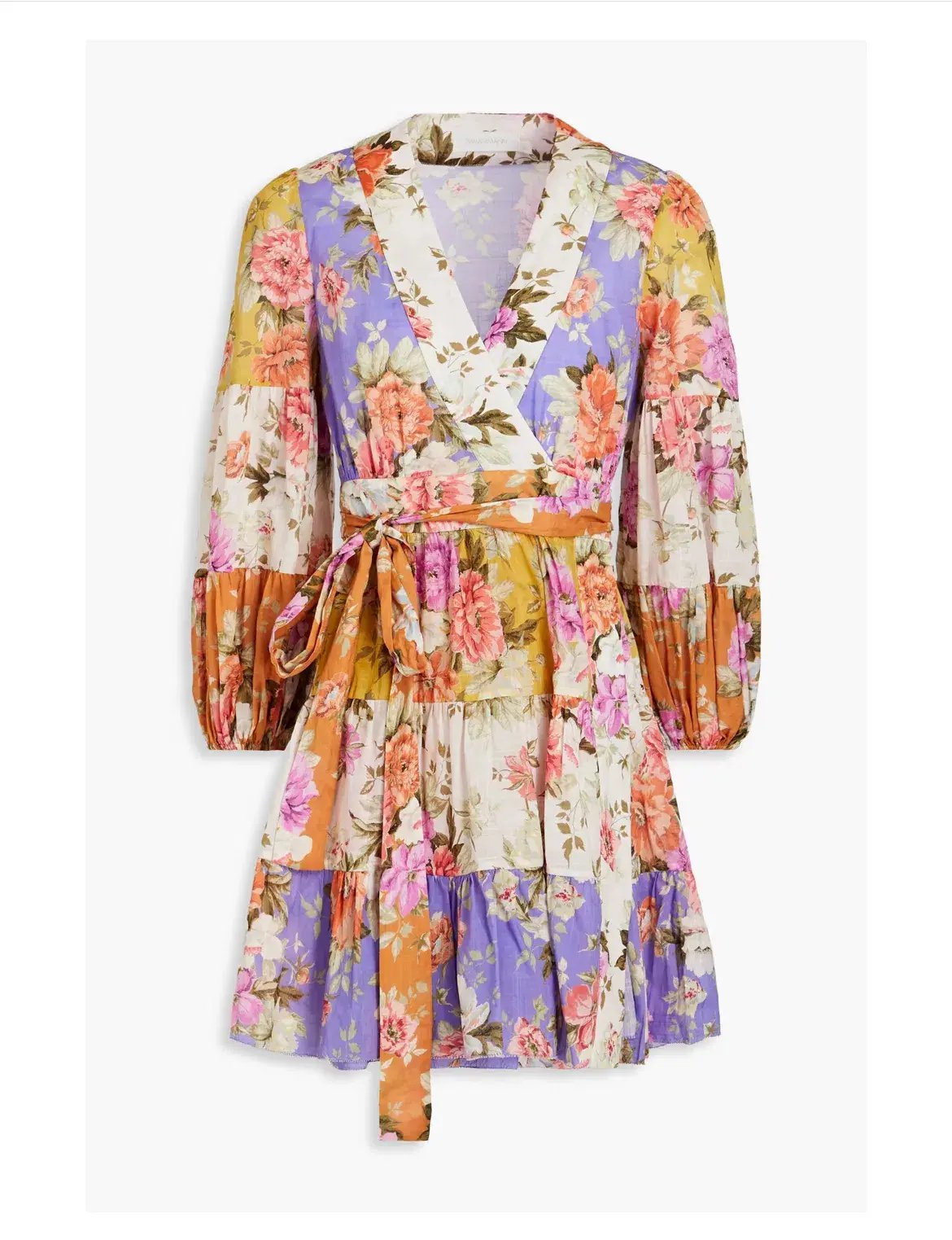 Zimmermann Pattie Wrap Mini Dress Floral Size 3/ Au 14 photo 3