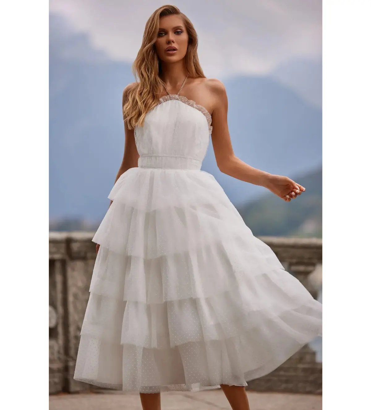 Alamour Barbara Midi Dress White Size L AU 12 photo 3
