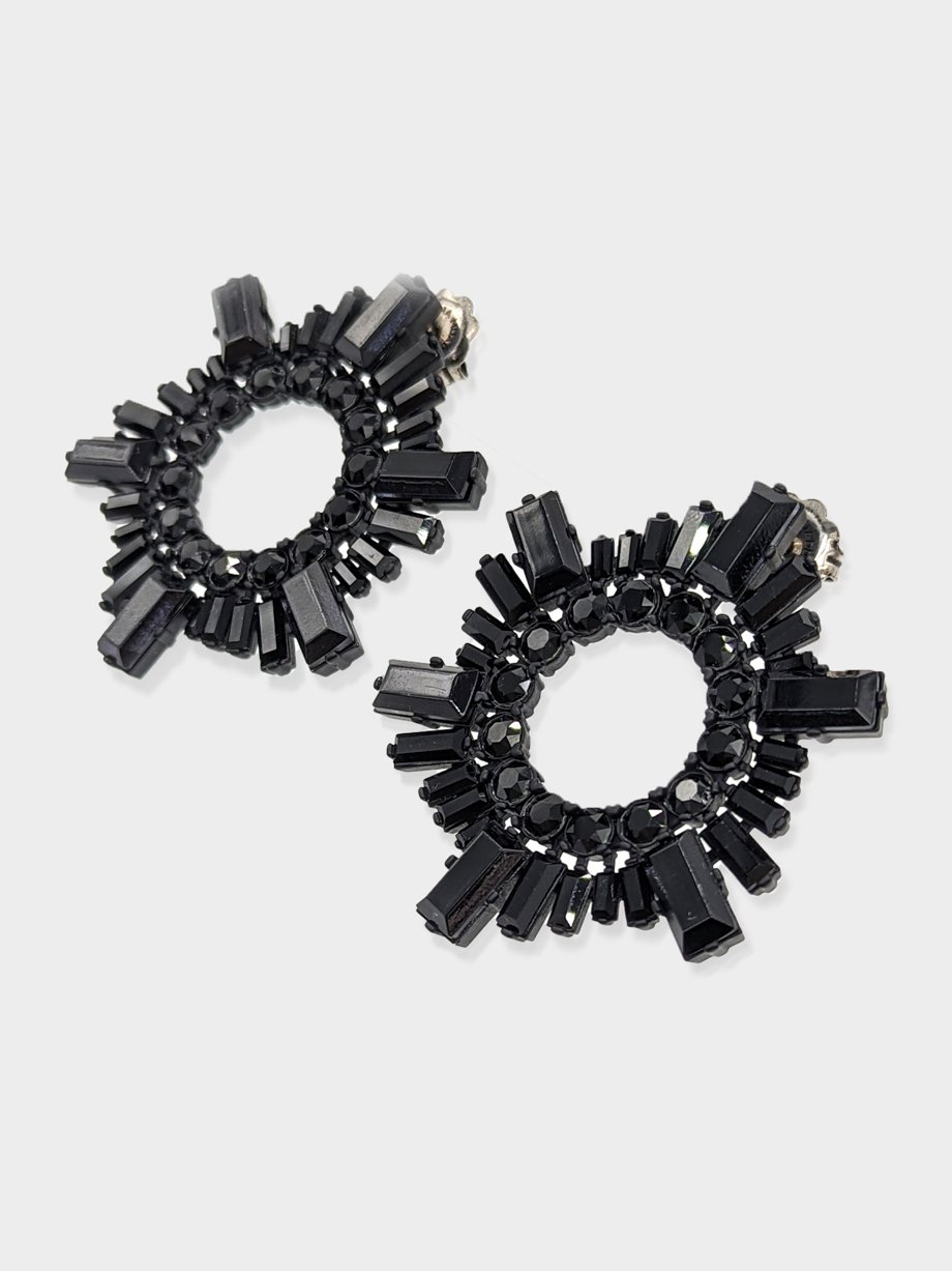 Amina Muaddi Begum Crystal Embellished Earrings Black photo 2