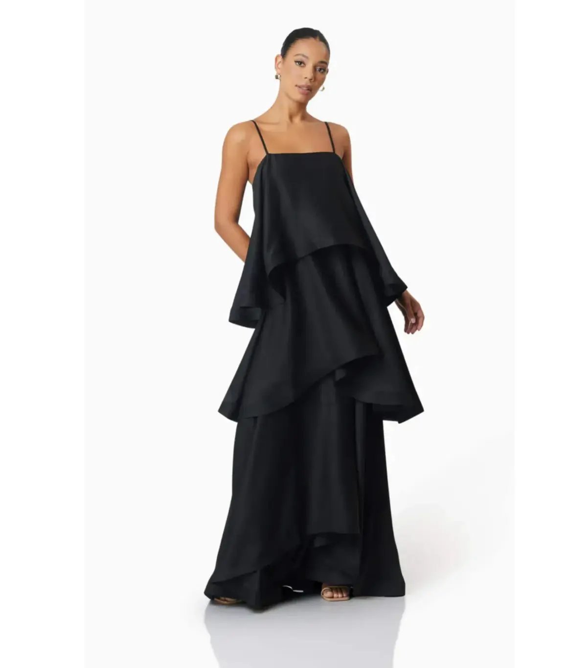 Elliatt Tilly Tiered Maxi Dress Black Size AU 12 photo 2