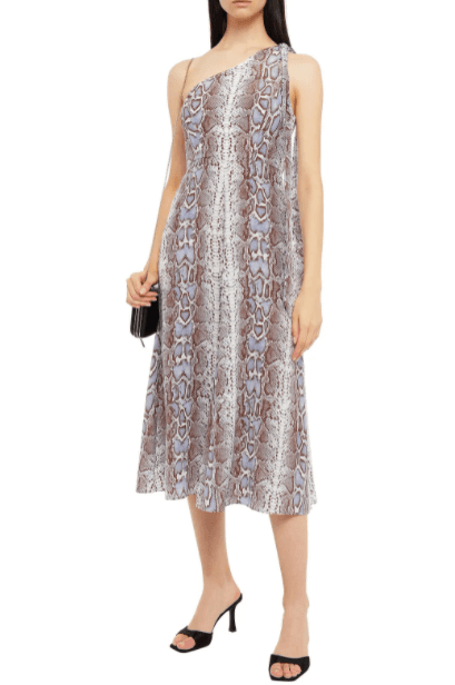 Zimmermann One Shoulder Snake Print Silk Crepe De Chine Midi Dress Print Size 6 photo 5