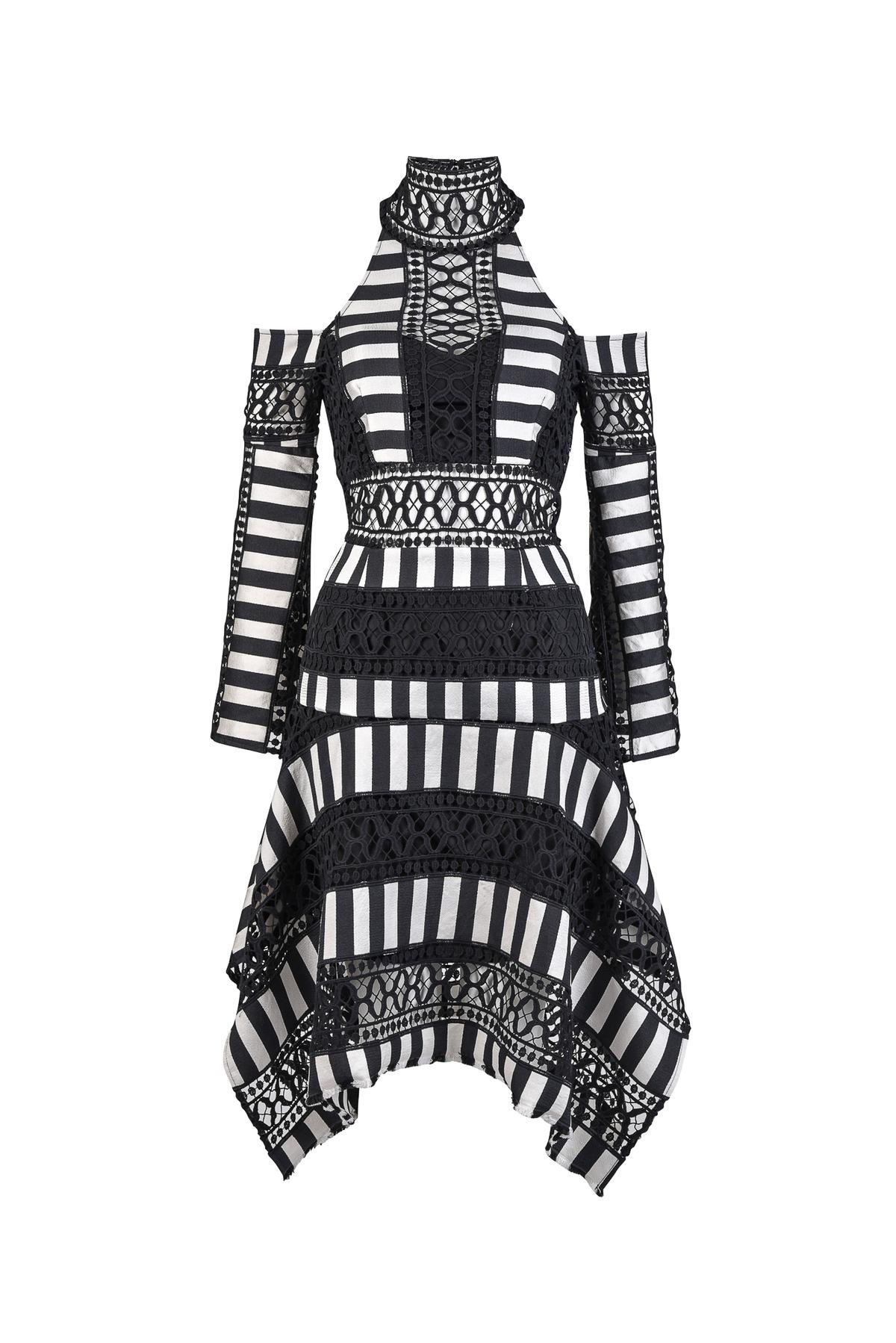 Thurley Candystripe Dress Black/White Size 12 photo 5