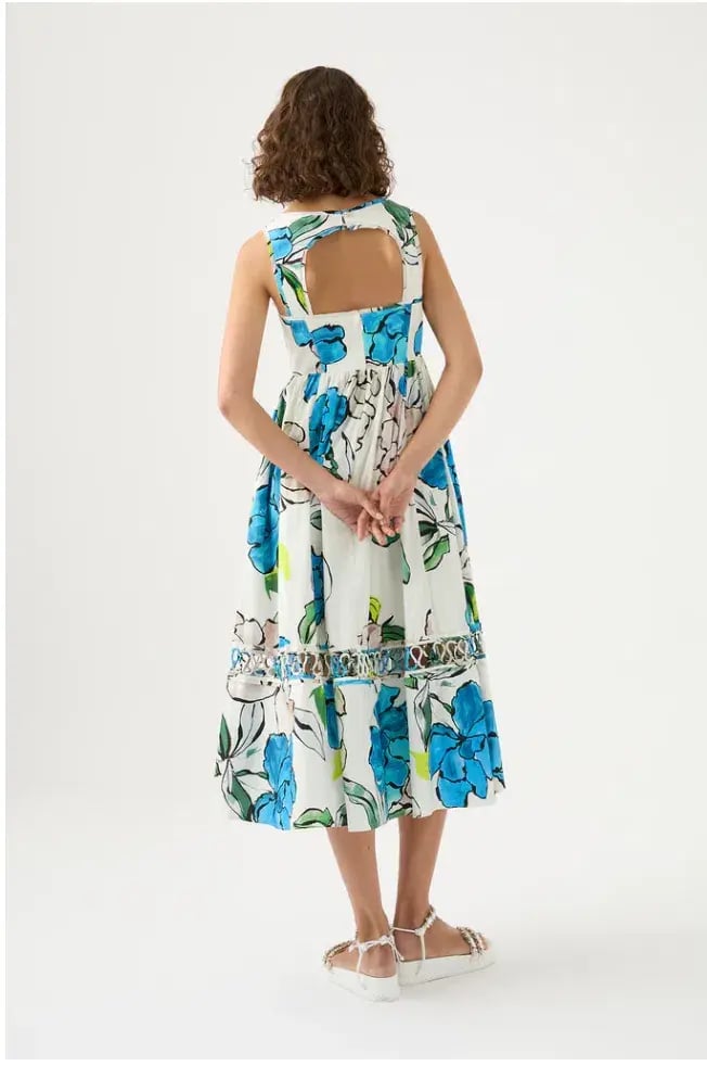 Aje Erika Cut Out Midi Dress Floral Size 8 photo 2