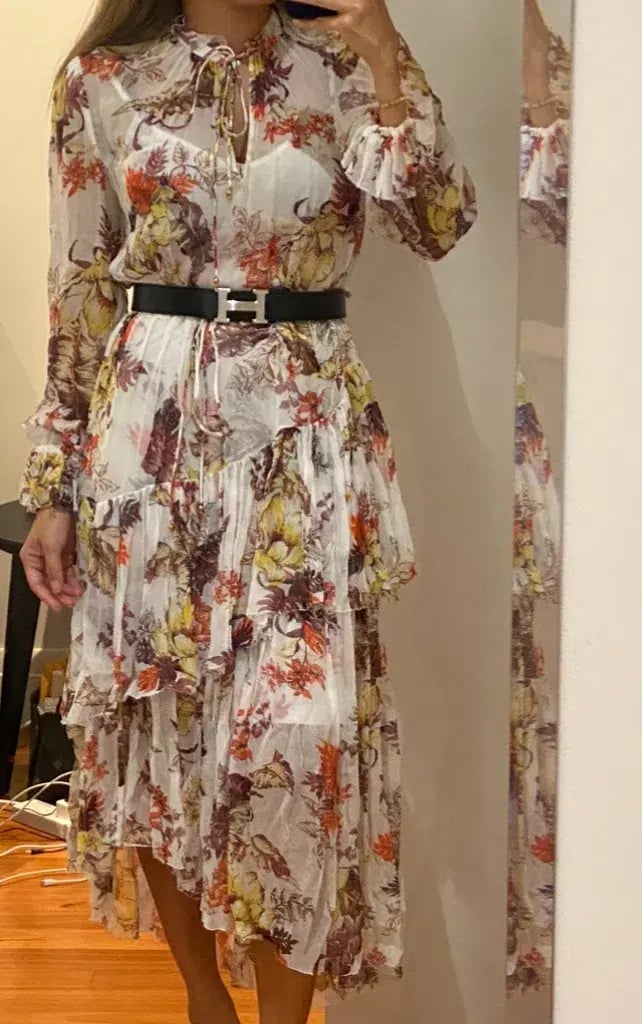 Zimmermann Matchmaker Tiered Midi Dress Ivory Tropical Floral Size 0P / AU 6 photo 3