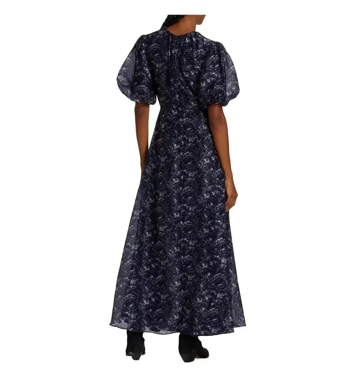 White Closet navy floral flowing dress size 8 photo 27