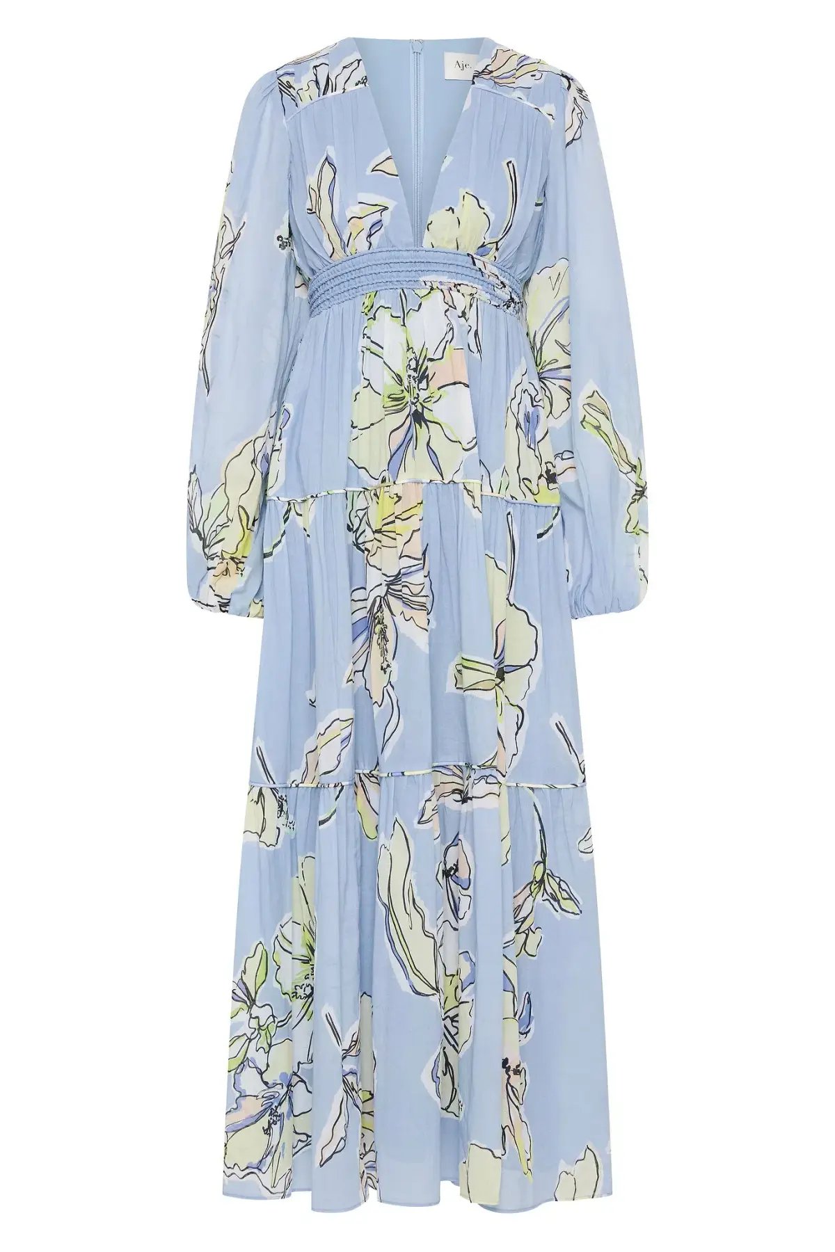 Aje Romantica Voile Maxi Dress Blue Hibiscus Size 16 photo 6