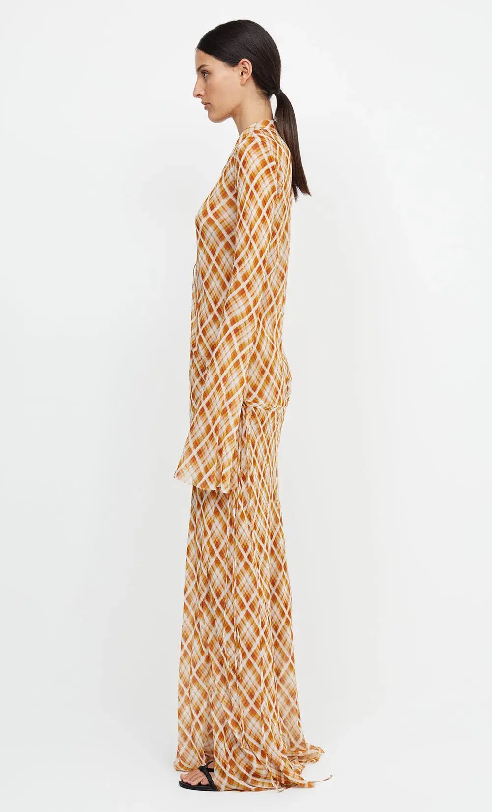 Bec & Bridge Sunflower Check Long Sleeves Maxi Dress Print Size 8 photo 2
