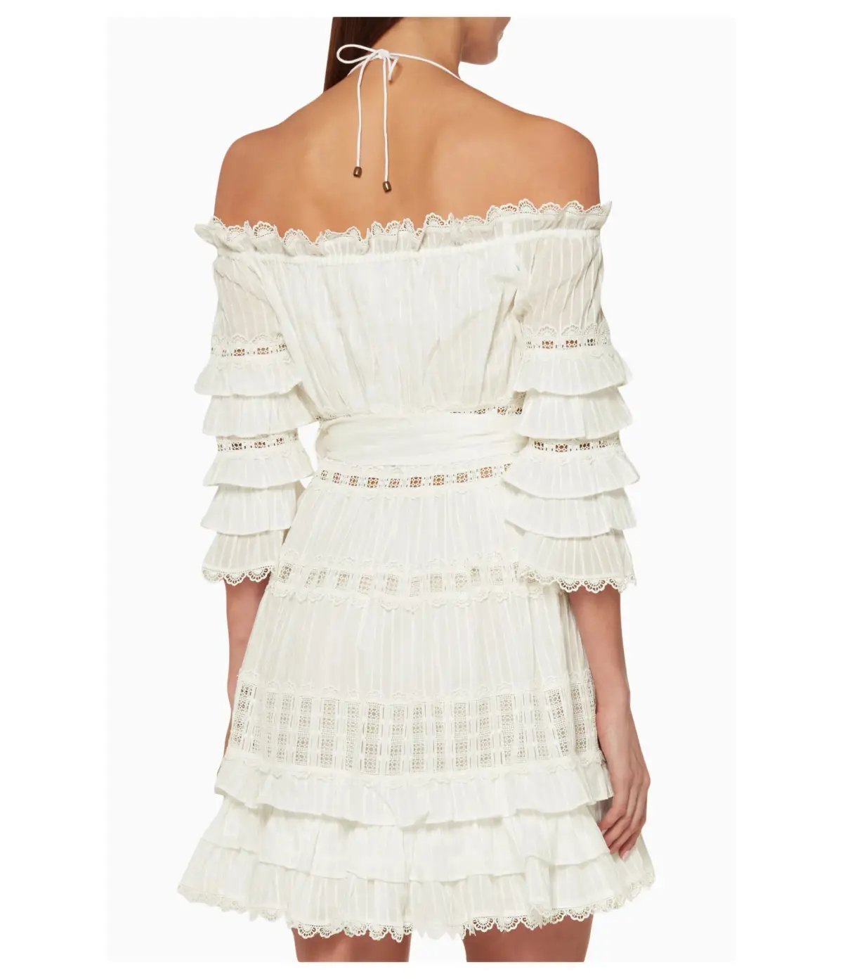Zimmermann Corsair Off The Shoulder Mini Dress Ivory Size 1 / AU 10 photo 2