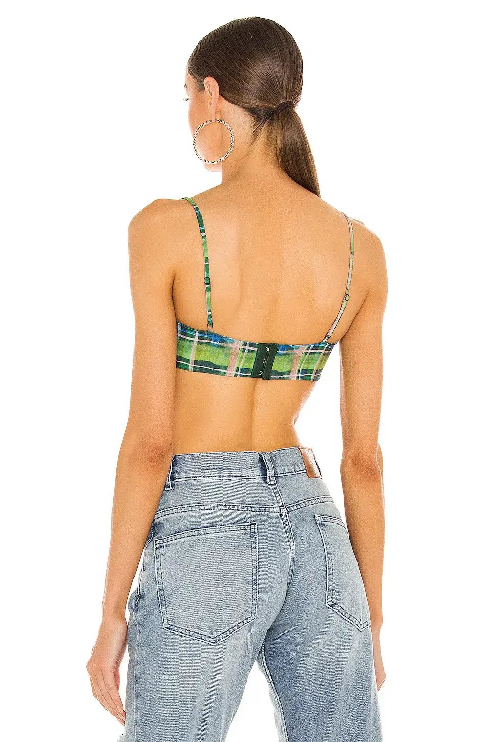 Danielle Guizio Plaid Bralette Top and Scoop Tie Cardigan Set Deep Green Size XS / AU 6 photo 3