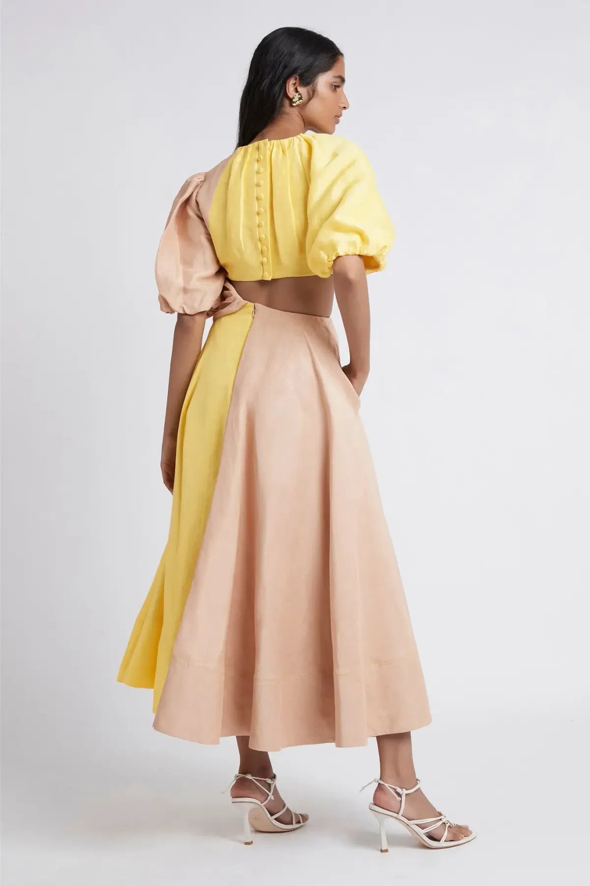 Aje Caliente Two Tone Puff Sleeve Dress Size 12 photo 3