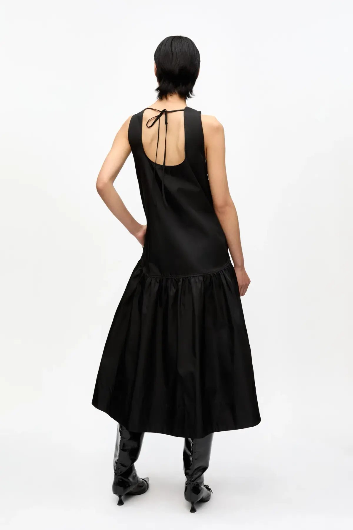 Ganni Duchesse Nylon Midi Dress Black Size 6 photo 2