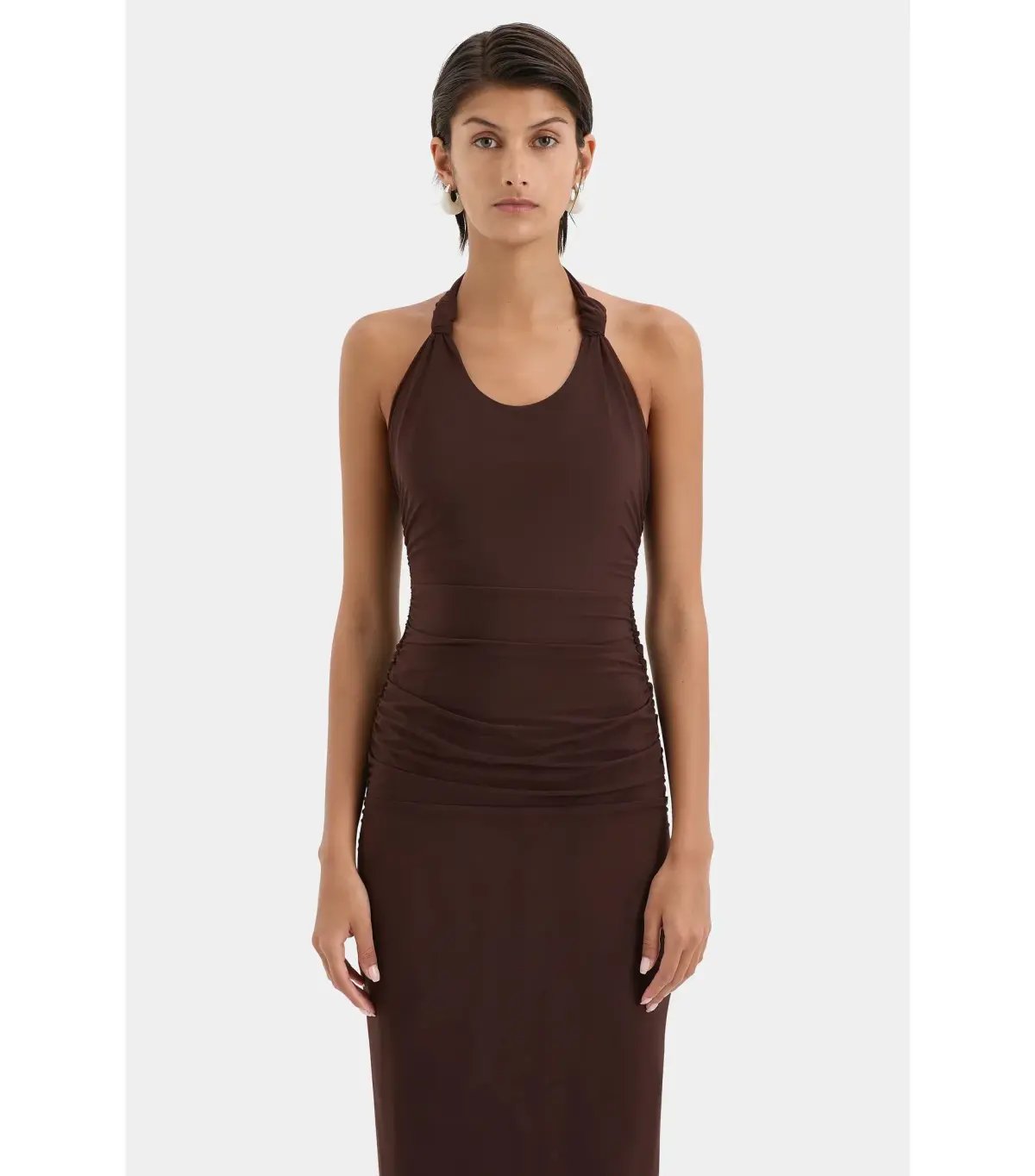 Sir the Label Jacques Knot Midi Dress in Chocolate Size 3 / AU 12 photo 3