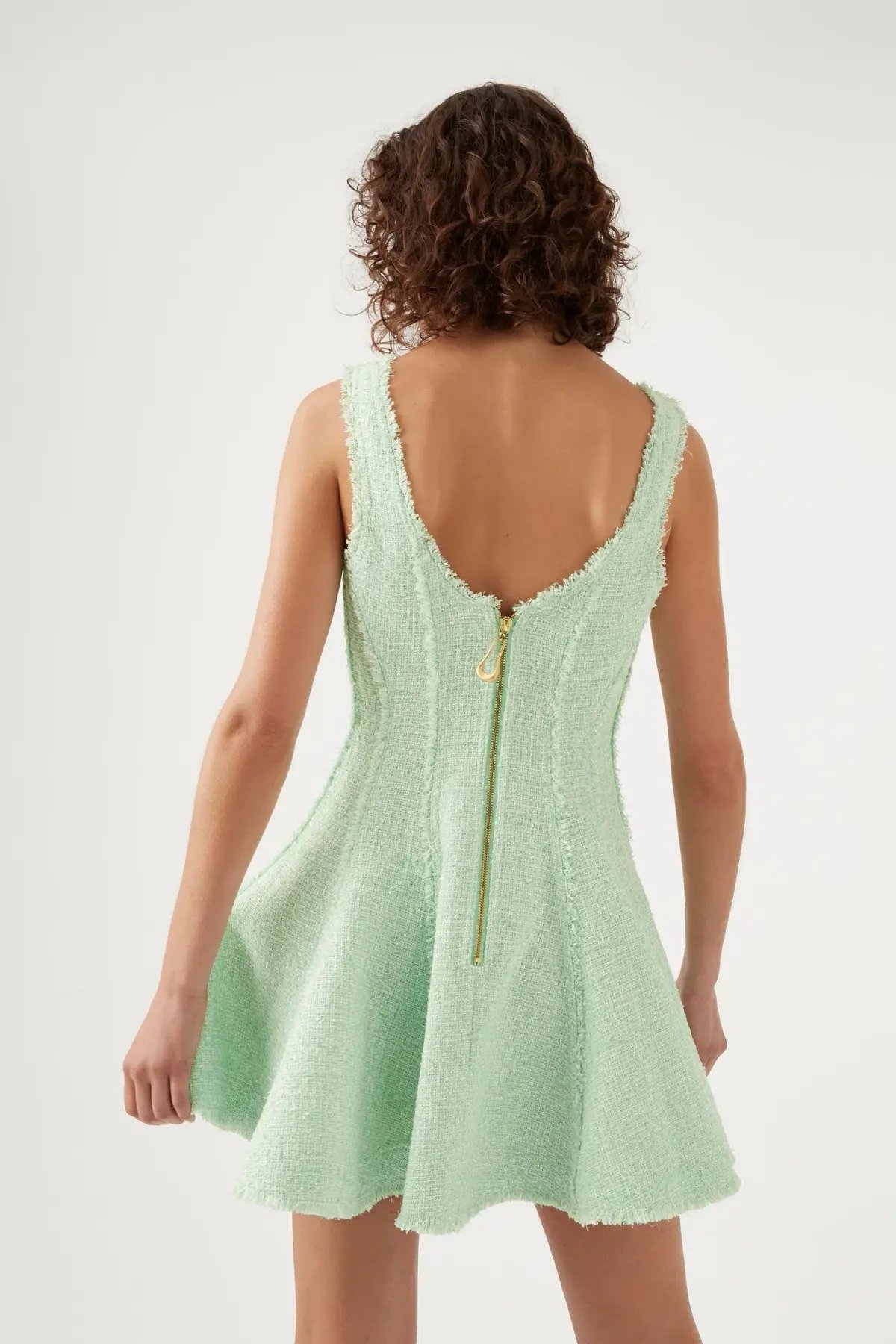 Aje Anais Boucle Mini Dress Peppermint Green Size 6 photo 3