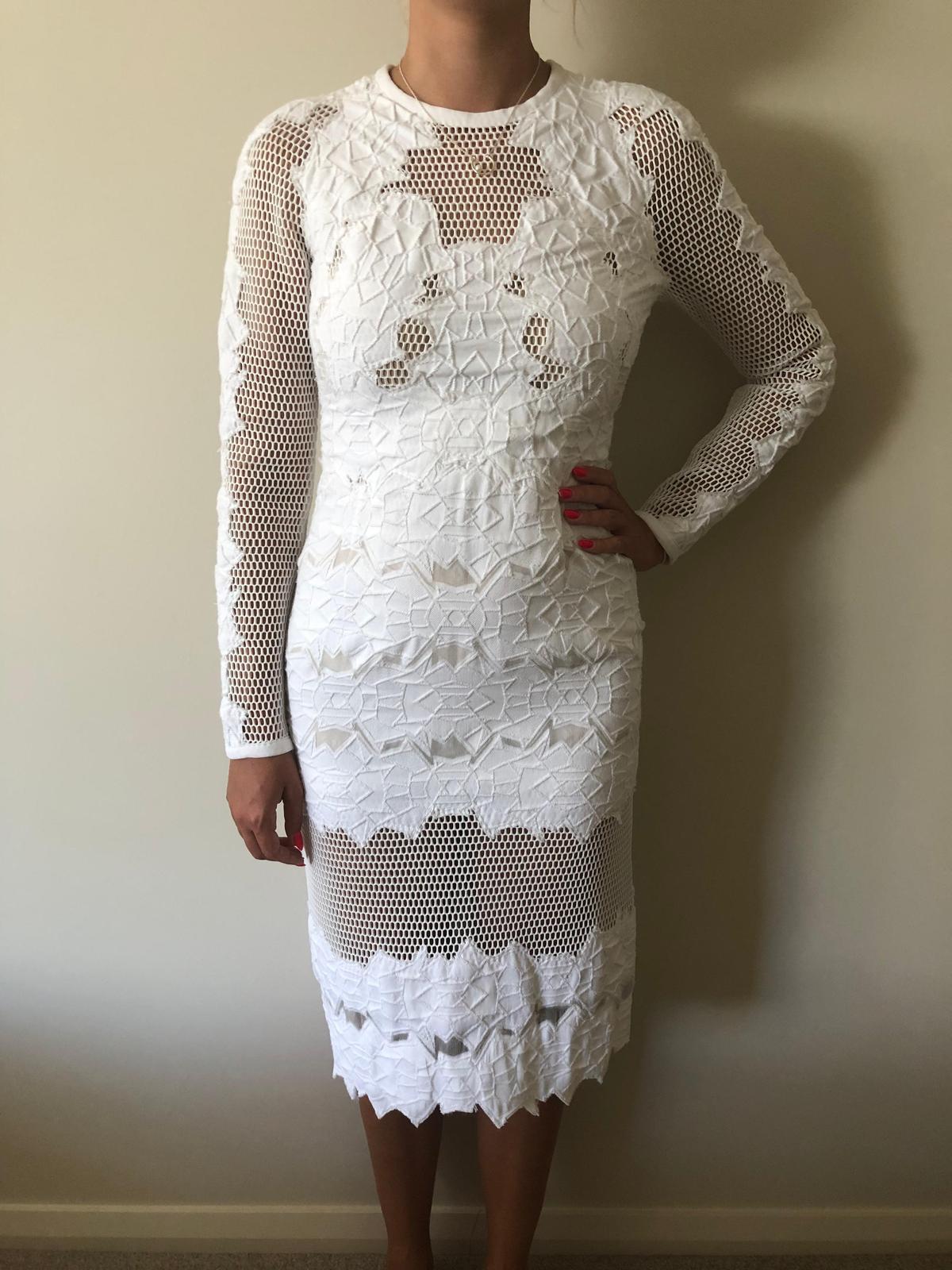 Jonathan Simkhai Burnout Brocade Long Sleeve Dress White Size 8 photo 4