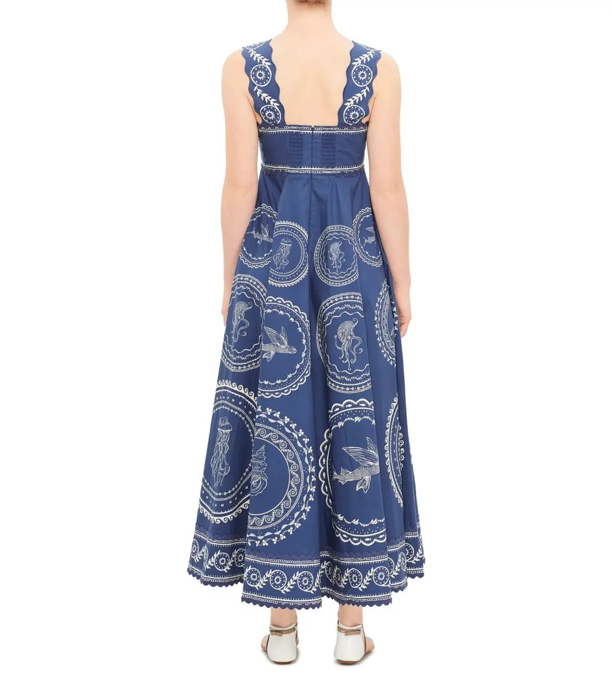 Alemais Oceane Summer Dress Blue Print Size 10 photo 3