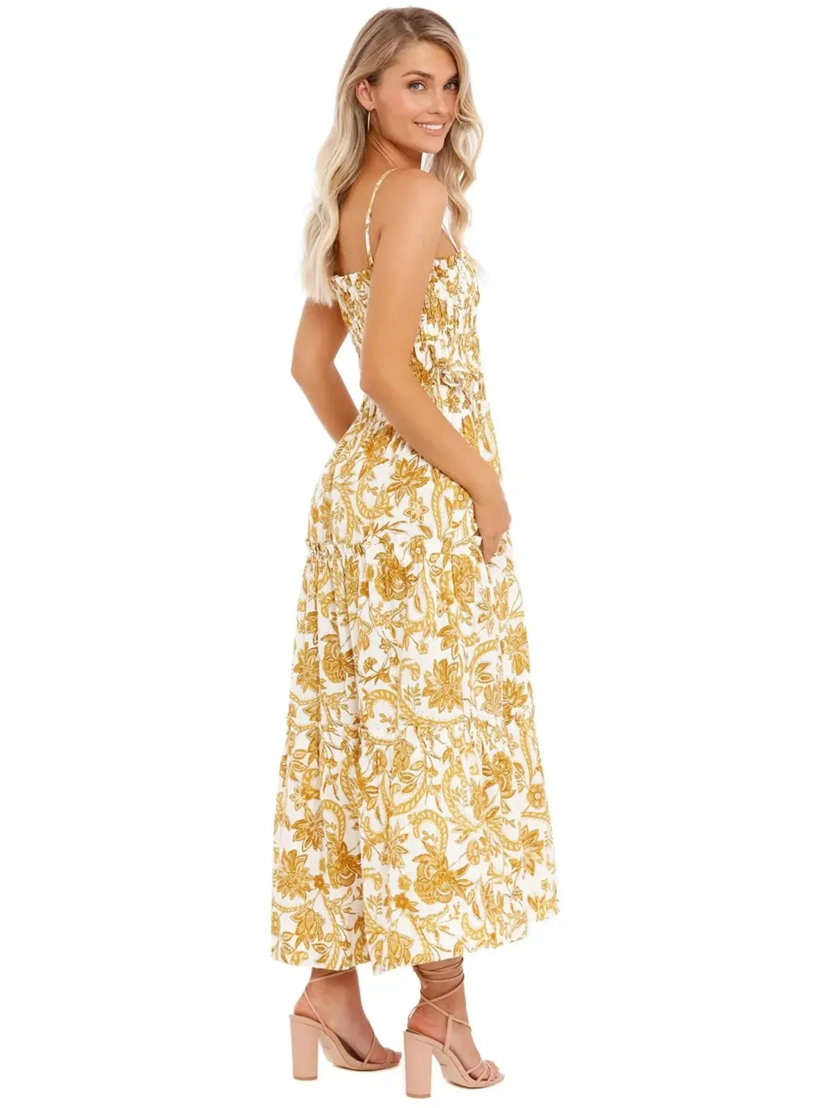 Shona Joy Tiered Midi Dress in Curry Size AU 8 photo 4