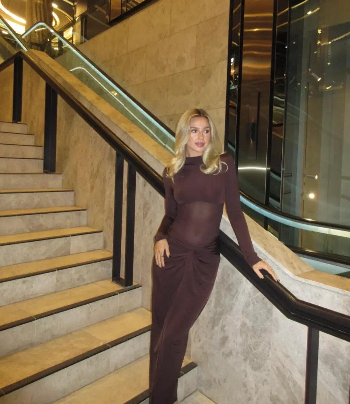 BENNI Dora Maxi Dress in Chocolate Brown Size S / AU 8 photo 4
