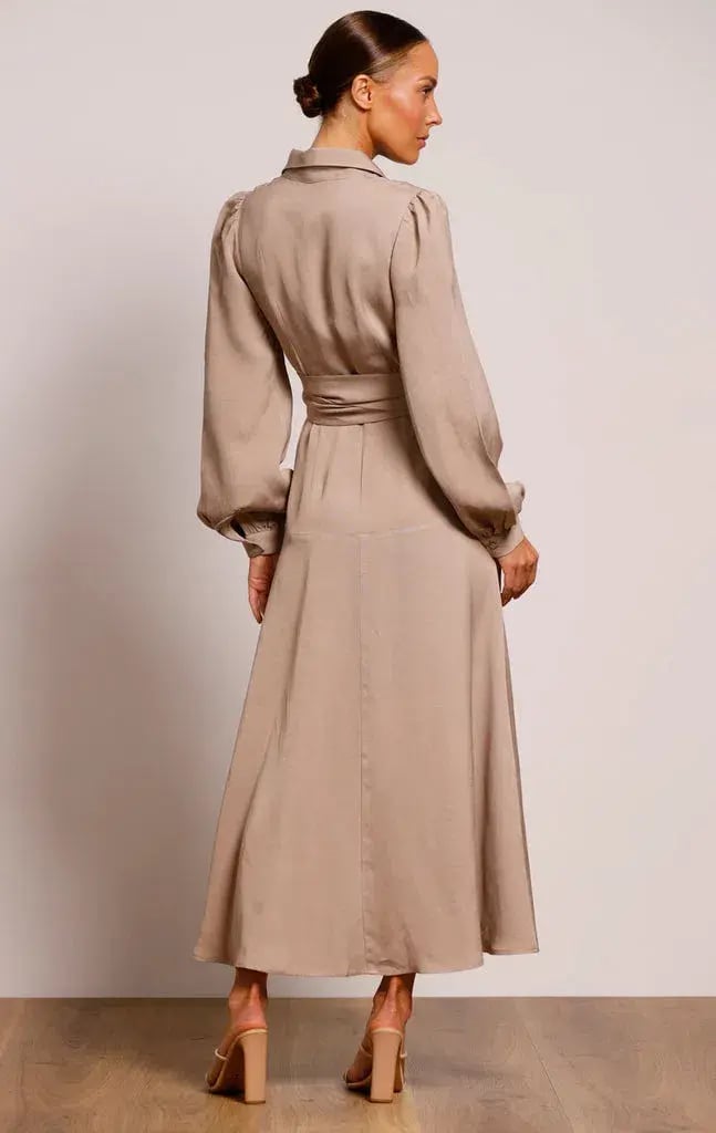 Pasduchas Regalia Shirt Midi Dress Nude Size 8 photo 5