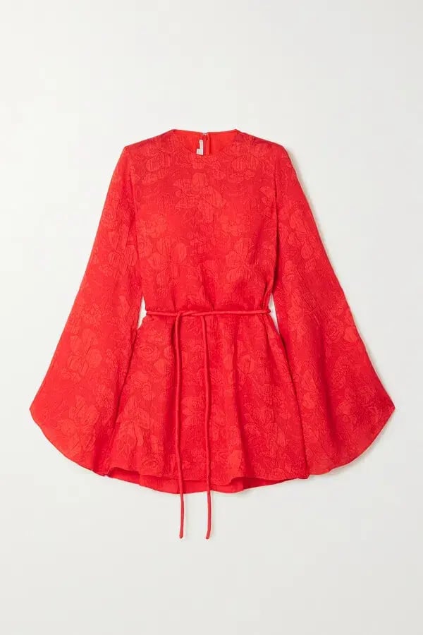 Stella McCartney Crinkled Silk-jacquard Mini Dress Red Size 8 photo 4